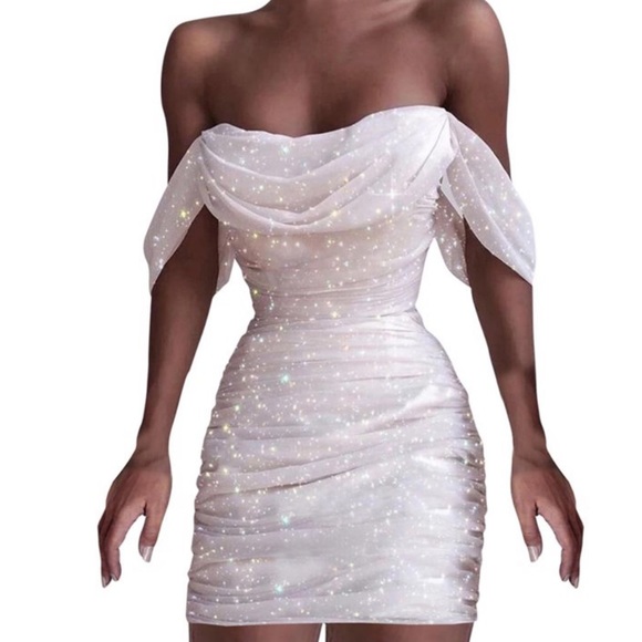 Haykey Sexy off the Shoulder Sparkle Dress - Picture 3 of 10